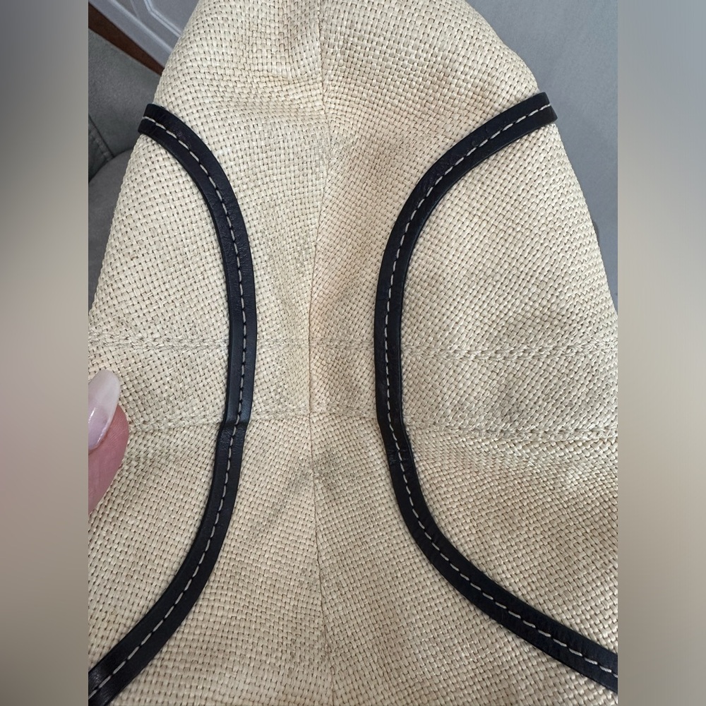 COACH Purse Shoulder Bag 4711 Angora Straw Burlap Beige w/ Genuine Brown Leather - Picture 12 of 14
